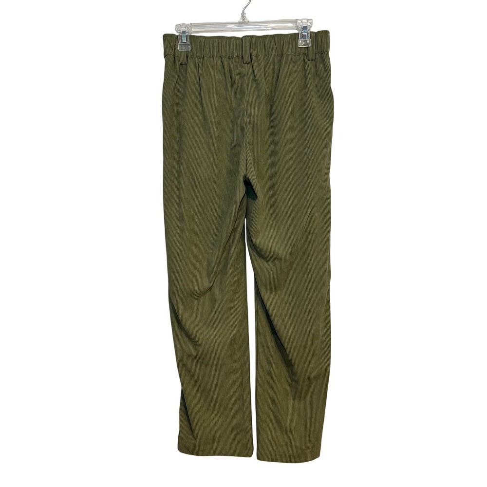 Halara Pants Green Corduroy High Waisted Pleated Pockets Green Small Casual - Picture 2 of 5